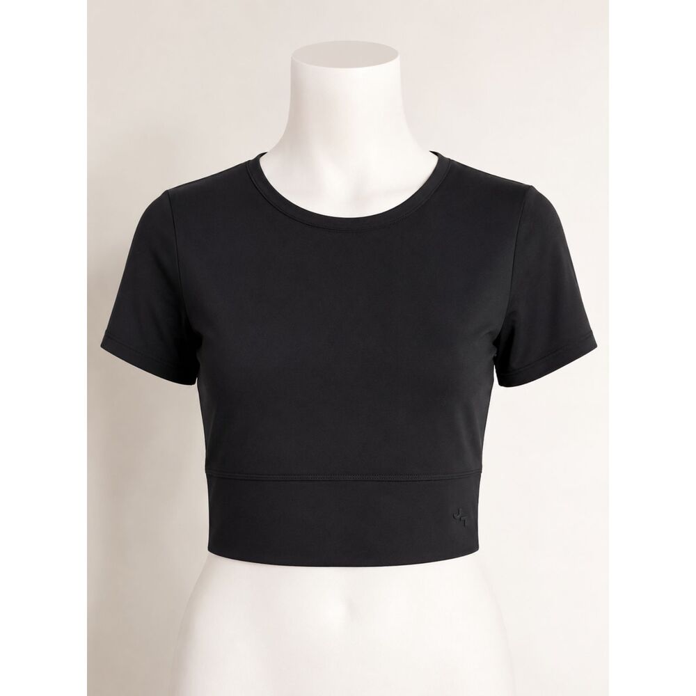 JoyLab Black Cropped Active Top Size Medium NWT Criss Cross Back Stretch